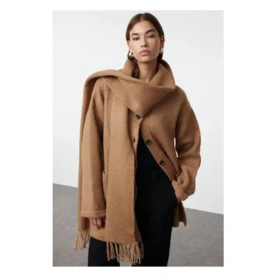 Trendyol Brown Knitwear Coat with Shawl