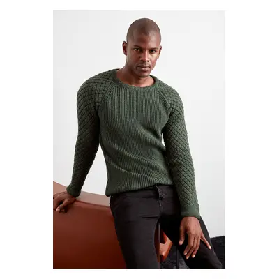 Trendyol Khaki Regular Crew Neck Textured Knitwear Sweater