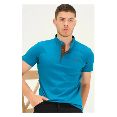 T8560 DEWBERRY T-SHIRT-DARK TURQUOISE-CAMEL