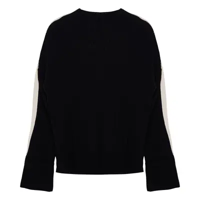 Trendyol Black Wide Fit Sleeve Folded Knitwear Sweater