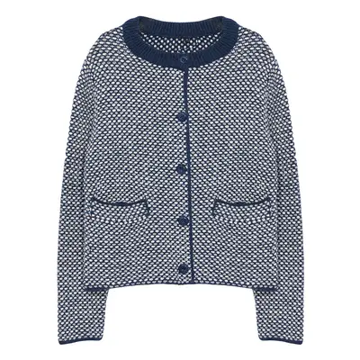 Trendyol Indigo Chenille Jacket-Look Knitted Cardigan