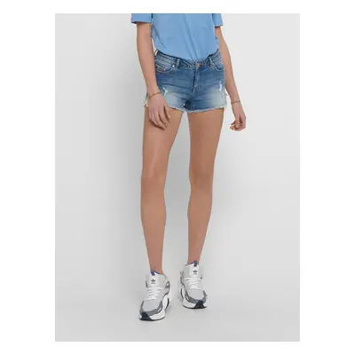 Blue Denim Shorts with Lace Details ONLY Carmen - Women