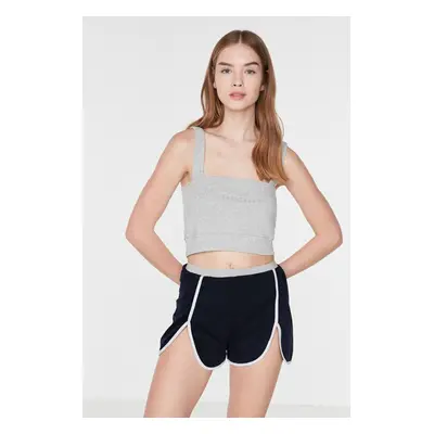 Trendyol Navy Blue-Grey Piping Knitted Shorts