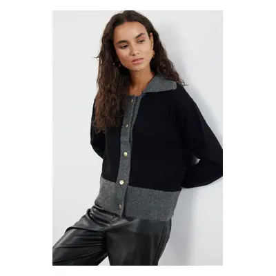 Trendyol Anthracite Soft Textured Color Blocked Knitwear Cardigan