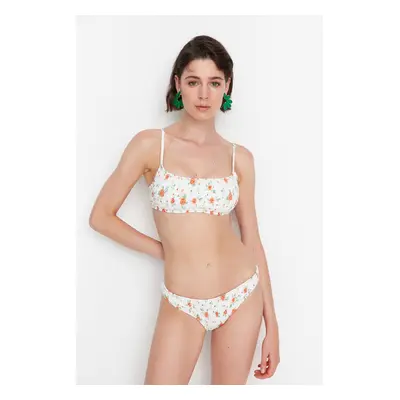 Trendyol Crispy Floral Pattern Gippe Low Waist Bikini Bottoms