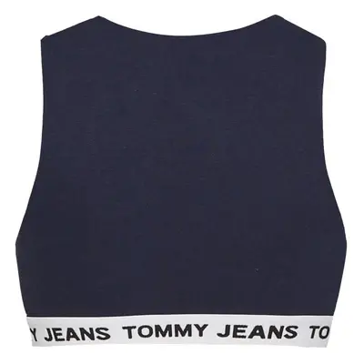 Tommy Jeans Top - TJW SUPER CROP V-LOGO WAISTAND blue