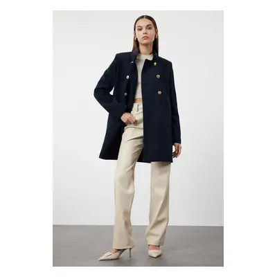 Trendyol Navy Blue Button Detailed Regular Woolen Midi Coat