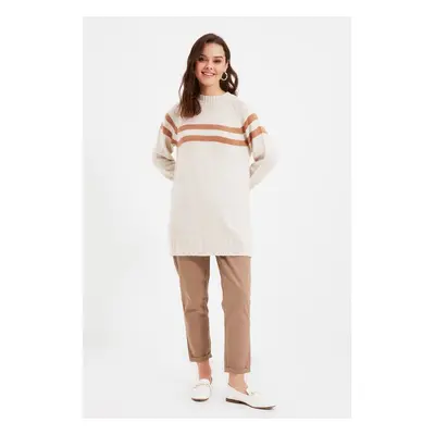 Trendyol Stone Double Striped Knitwear Sweater