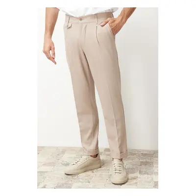 Trendyol Beige Italian Cut Pleated Classic Double Leg Fabric Trousers