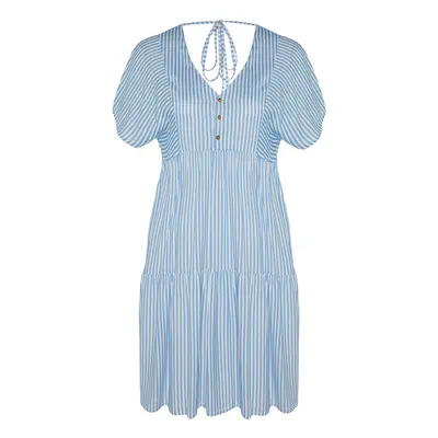 Trendyol Curve Blue Striped Woven Dress