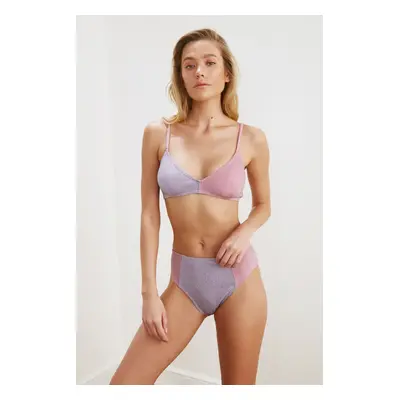 Trendi lila színblokk bikini alsó