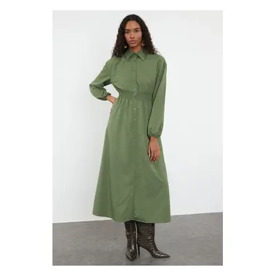 Trendyol Khaki Elastic Waist Woven Dress