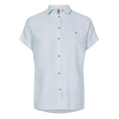 Tommy Hilfiger Shirt - LINEN RELAXED SHIRT SS blue