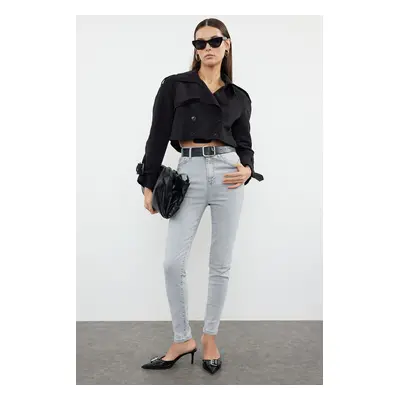 Trendyol Gray High Waist Lycra Skinny Jeans