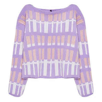 Trendyol Lilac Color Block Knitwear Sweater