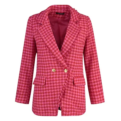 Trendyol Fuchsia Tweed Regular Lined Double Breasted Closure Woven Houndstooth Blazer Jacket