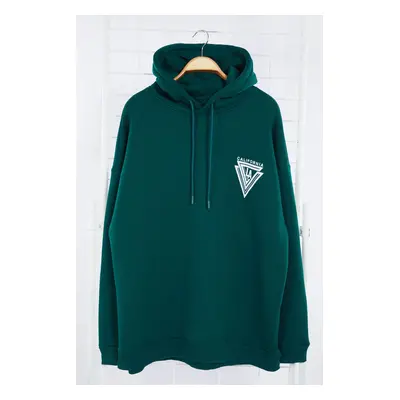 Trendyol Emerald Green Plus Size Oversize/Wide Cut Fleece Inside/Warm Sweatshirt