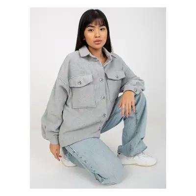 Grey warm lady's shirt with pockets