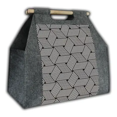 Bertoni Home Unisex's Firewood Bag Cube Grey/Black/White