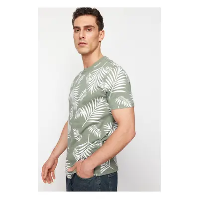 Trendyol Mint Regular/Normal Cut Floral Printed 100% Cotton T-Shirt