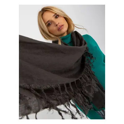 Lady's dark gray scarf with fringe