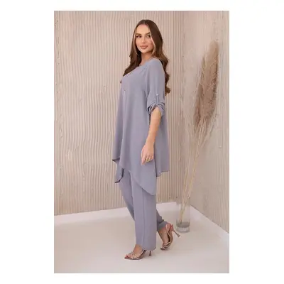 Set of wide trousers + blouse ovezsize, grey