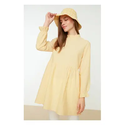 Trendyol Yellow High Neck Gathered Detailed Tunic