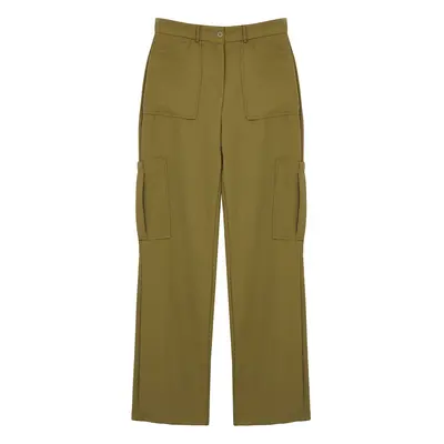 Trendyol Khaki Cargo Straight Cut Double Pocket Woven Trousers