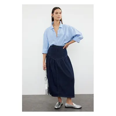 Trendyol Dark Blue Maxi Denim Skirt