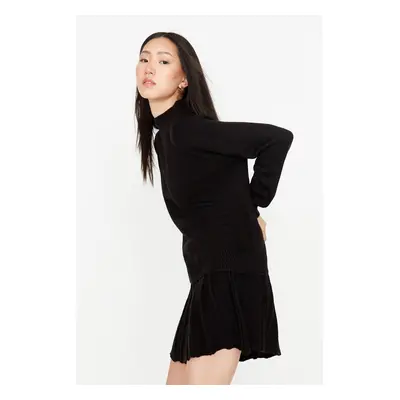 Trendyol Black Pleated Skirted Knitwear Top-Bottom Set