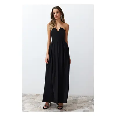 Trendyol Black A-Line Woven Long Evening Dress