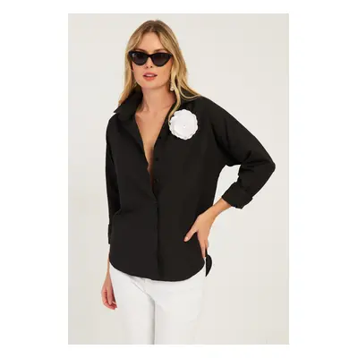 Cool & Sexy Women's Black Rose Accessory Shirt