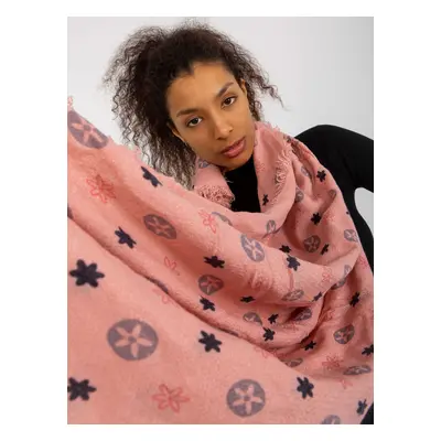 Powdery pink women's scarf with print