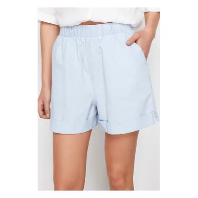 Trendyol Light Blue Elastic Waist Chambre Denim Shorts & Bermuda