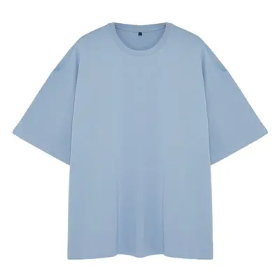 Trendyol Light Blue Plus Size Oversize/Wide Cut 100% T-Shirt