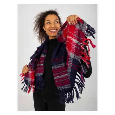 Women's dark blue checkered winter scarf