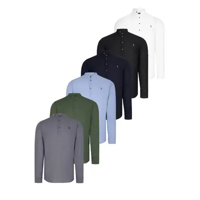 SET OF SIX G783 DEWBERRY JUDGE COLLAR SHIRT-BLACK-WHITE-BLUE-NAVY-ANTHRACITE-KHAKI