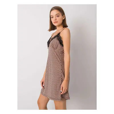 Black-beige dress with patterns by Elessa RUE PARIS