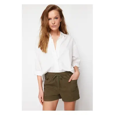 Trendyol Khaki Elastic Waist Cargo Pocket Denim Shorts & Bermuda