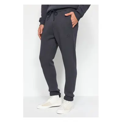 Trendyol Anthracite Regular Cut Letter Embroidered Sweatpants