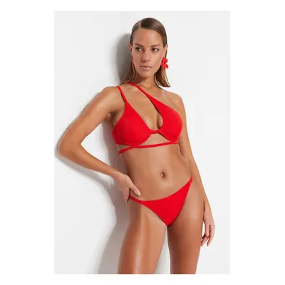 Trendyol Red Piping normál lábú bikini alsó