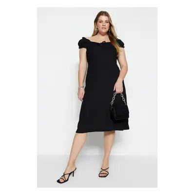 Trendyol Curve Black Sweetheart Neckline Knitted Dress