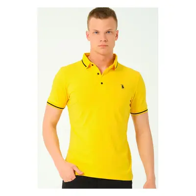 T8586 DEWBERRY MEN'S POLO NECK T-SHIRT-YELLOW-2