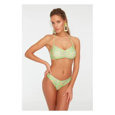 Trendyol virágmintás Halter Detail Bikini felső