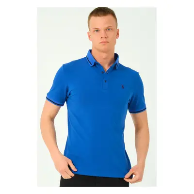 T8586 DEWBERRY MEN'S POLO NECK T-SHIRT-SAX-2