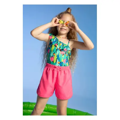 DEFACTO Girl One Shoulder Flamingo Print Swimsuit