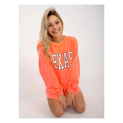 Fluo Orange Long Oversize Sweatshirt with Print