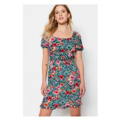 Trendyol Black Woven Back Detail Floral Mini Woven Dress