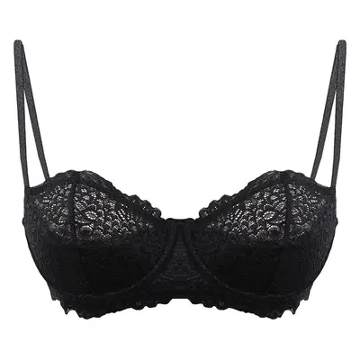 Trendyol Black Lace Underwire Openwork/Hole Covered Balconette Knitted Bra