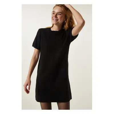 Happiness İstanbul Black Soft Textured Mini Knitwear Dress